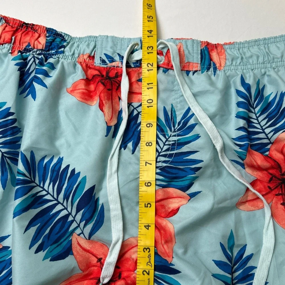 Kanu Surf Mens Tropical Floral Cargo Swim Trunks Size 3X Blue Beach Vacation